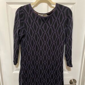 Boden purple and black geometric knit dress